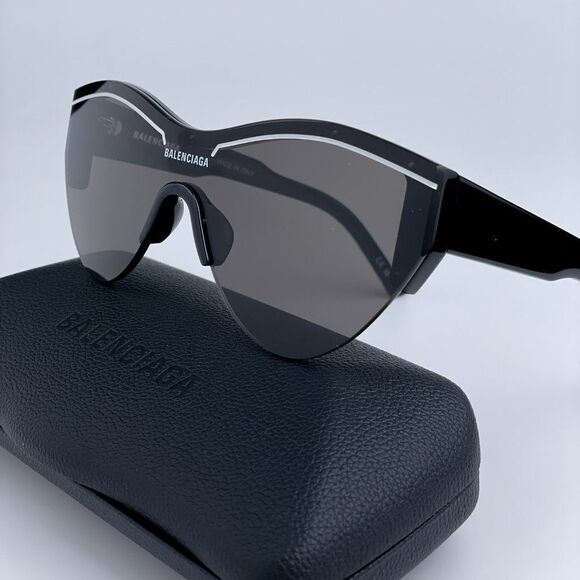 NEW Balenciaga BB0004S 001 Black Grey Shield Unisex Sunglasses - Picture 3 of 13